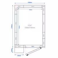 Zamrzivačka komora - 1500x2100 mm - 4,20 m³ - uklj. zamrzivački agregat i PVC lamele - -20/-10 °C
