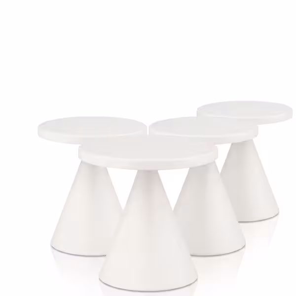 (4 adet) Şarj Edilebilir Masa Lambası - CONE MINI - 3 kademeli kısılabilir - Ø130x115mm - Whisper White