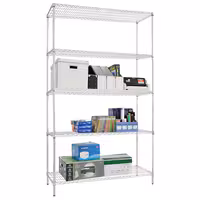 رفوف فولاذية - 1200x450mm - عمق: 450 mm - 5 رفوف (قابلة للتعديل) - كروم - الحمولة: 180 kg