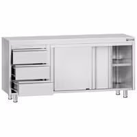 خزانة قاعدية ستانلس ستيل KOPENHAGEN ECO - 1800x700mm - أبواب منزلقة - وحدة أدراج 3 يسار