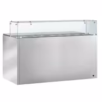 Stół chłodniczy sałatkowy ECO – 1368 mm – z 3 drzwiami – z nadstawką szklaną na 8x GN 1/6